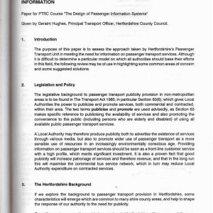 Hughes - HERTFORDSHIRES APPROACH TO PASSENGER TRANSPORT INFORMATION 1993