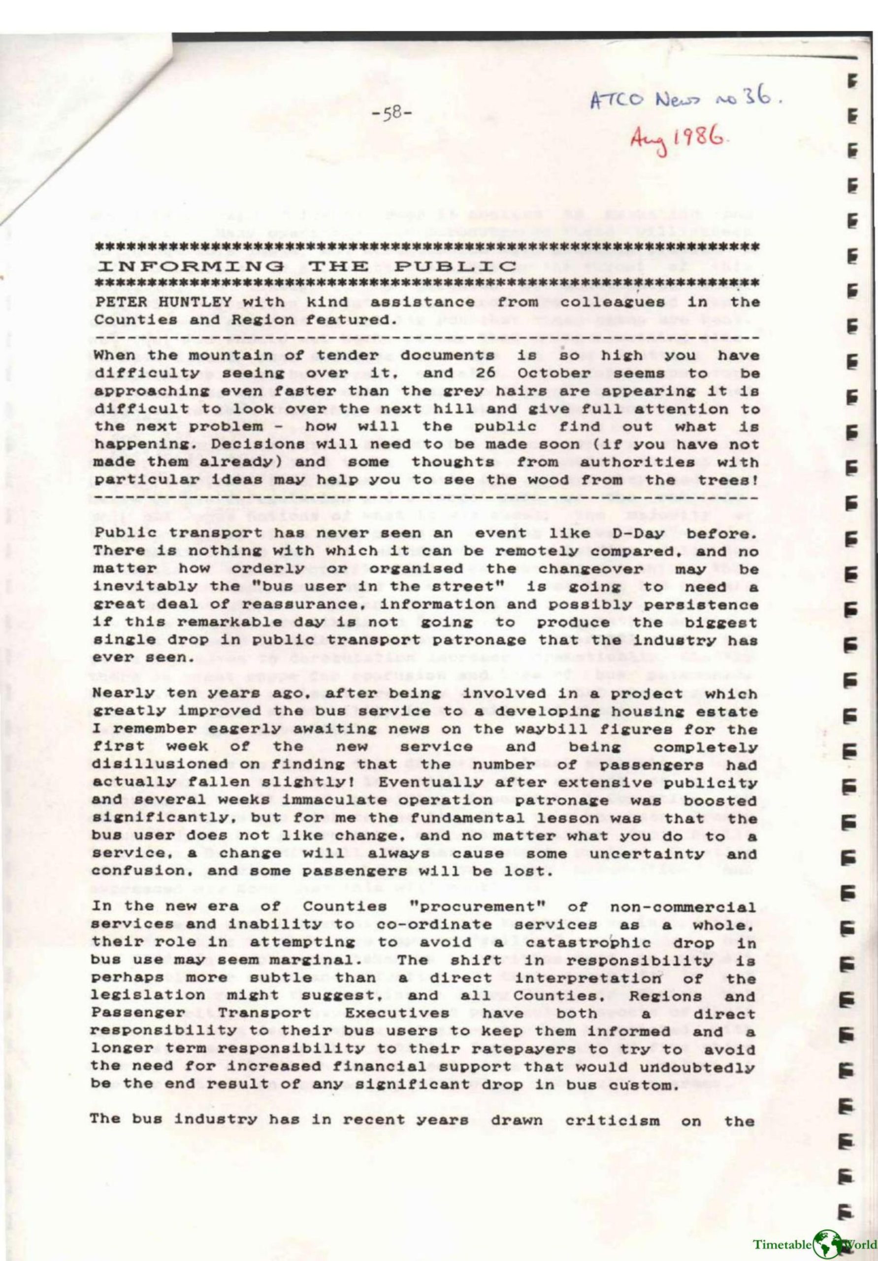 Huntley - INFORMING THE PUBLIC 1986