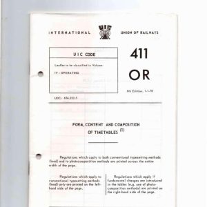 International Union of Railways (UIC) - FORM CONTENT AND COMPOSITION OF TIMETABLES 1978