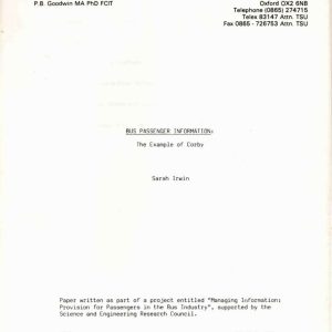 Irwin - BUS PASSENGER INFORMATION 1986