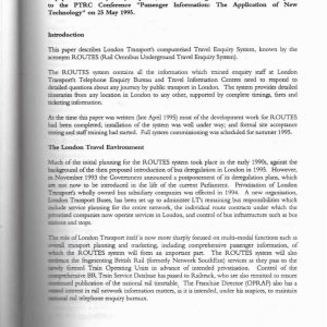 Le Jeune - ROUTES - LONDON TRANSPORTS COMPUTERISED ENQUIRY SYSTEM 1995
