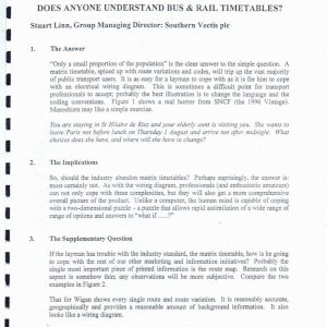 Linn - DOES ANYONE UNDERSTAND BUS AND RAIL TIMETABLES 1998