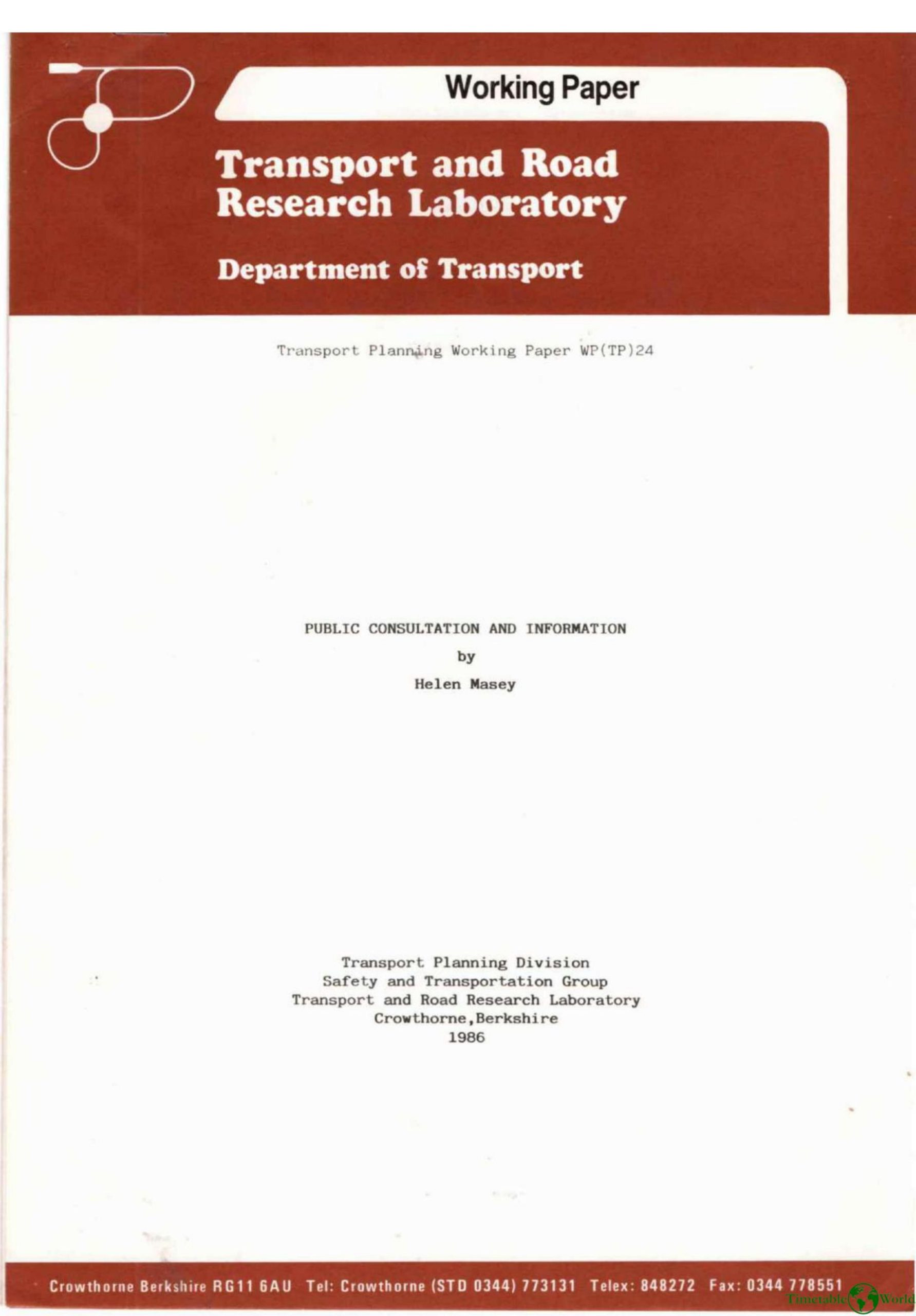 Masey - PUBLIC CONSULTATION AND INFORMATION 1986