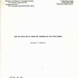 McKenzie - HOW THE SUPPLIERS OF URBAN BUS INFORMATION VIEW THEIR MARKET 1986