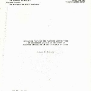 McKenzie - INFORMATION PROVISION AND PASSENGER WAITING TIMES 1986