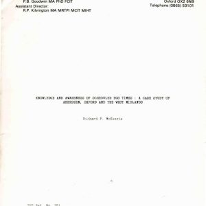 McKenzie - KNOWLEDGE AND AWARENESS OF SCHEDULED BUS TIMES 1986