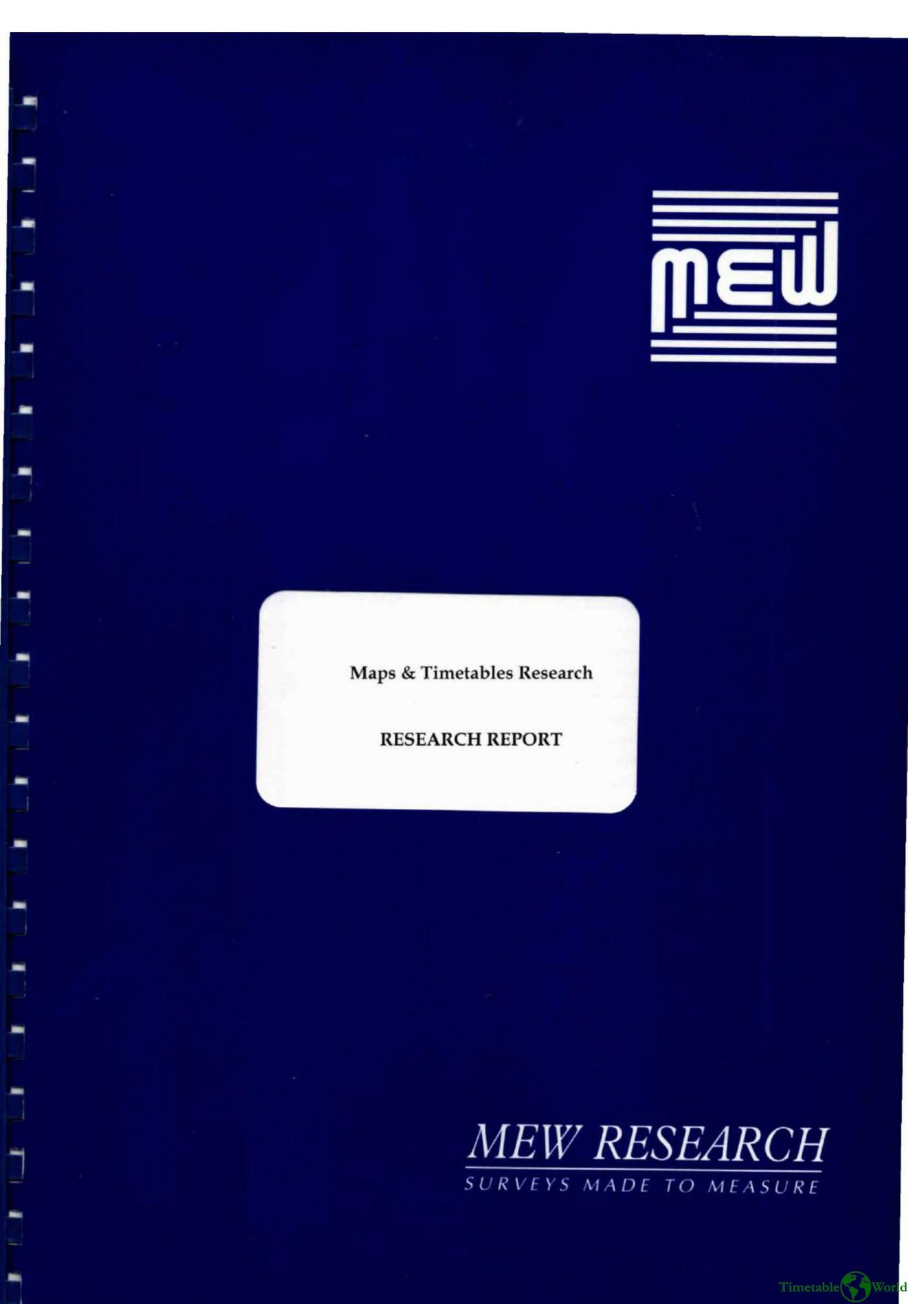 Mew Research - MAPS & TIMETABLES RESEARCH 1998