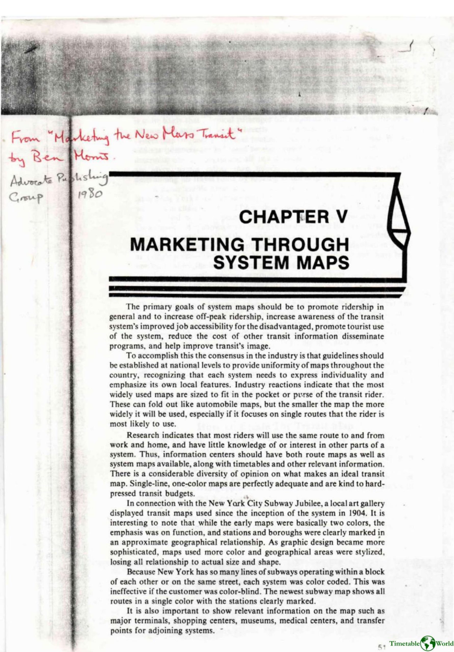 Morris - MARKETING THROUGH SYSTEM MAPS and MARKETING THROUGH TIME TABLES 1980