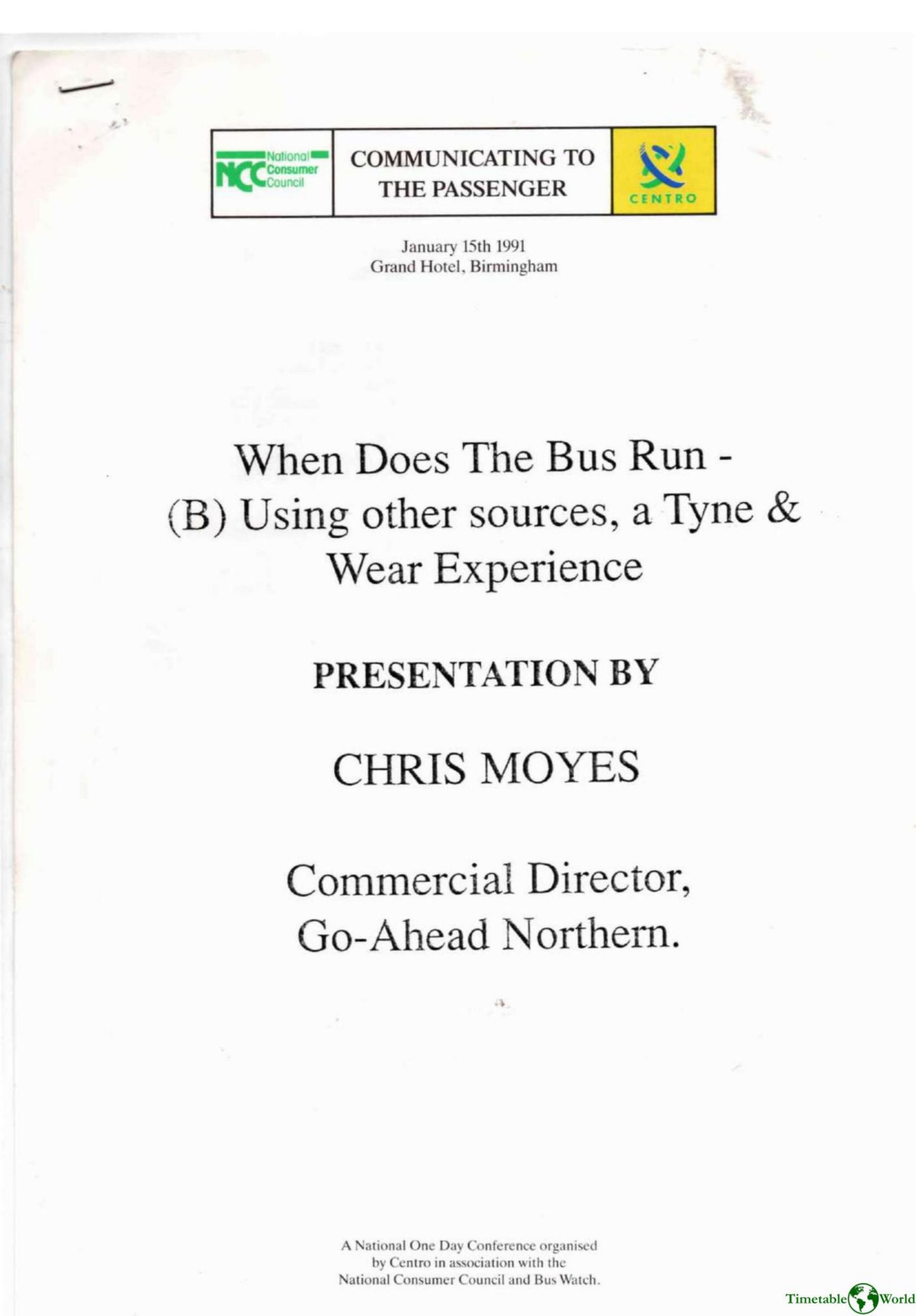Moyes - WHEN DOES THE BUS RUN 1991