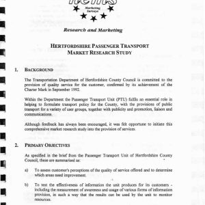 Nationwide and European Marketing Surveys - HERTFORDSHIRE PASSENGER TRANSPORT MARKET RESEARCH STUDY 1993