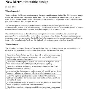 Nexus - NEW METRO TIMETABLE DESIGN 2018
