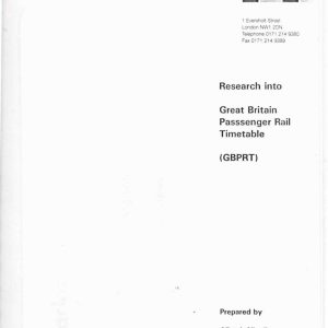 Nicoll - RESEARCH INTO GREAT BRITAIN PASSENGER RAIL TIMETABLE 1996