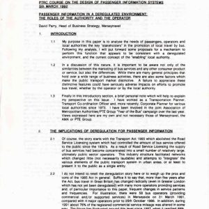 Parry - PASSENGER INFORMATION IN A DEREGULATED ENVIRONMENT 1992