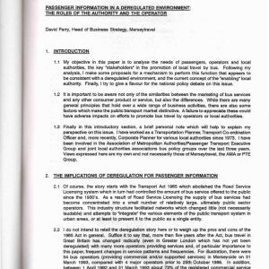 Parry - PASSENGER INFORMATION IN A DEREGULATED ENVIRONMENT 1993