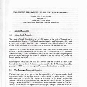 Pells, Barnes, Kevill and Drake - SEGMENTING THE MARKET FOR BUS SERVICE INFORMATION 1994