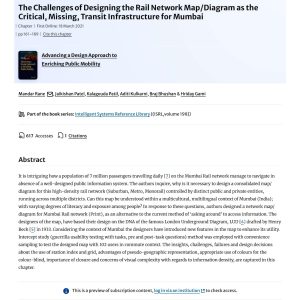 Rane, Patel, Patil, Kulkarni, Bhushan and Gami - THE CHALLENGES OF DESIGNING THE RAIL NETWORK MAP-DIAGRAM AS THE CRITICAL, MISSING, TRANSIT INFRASTRUCTURE FOR MUMBAI (abstract) 2021