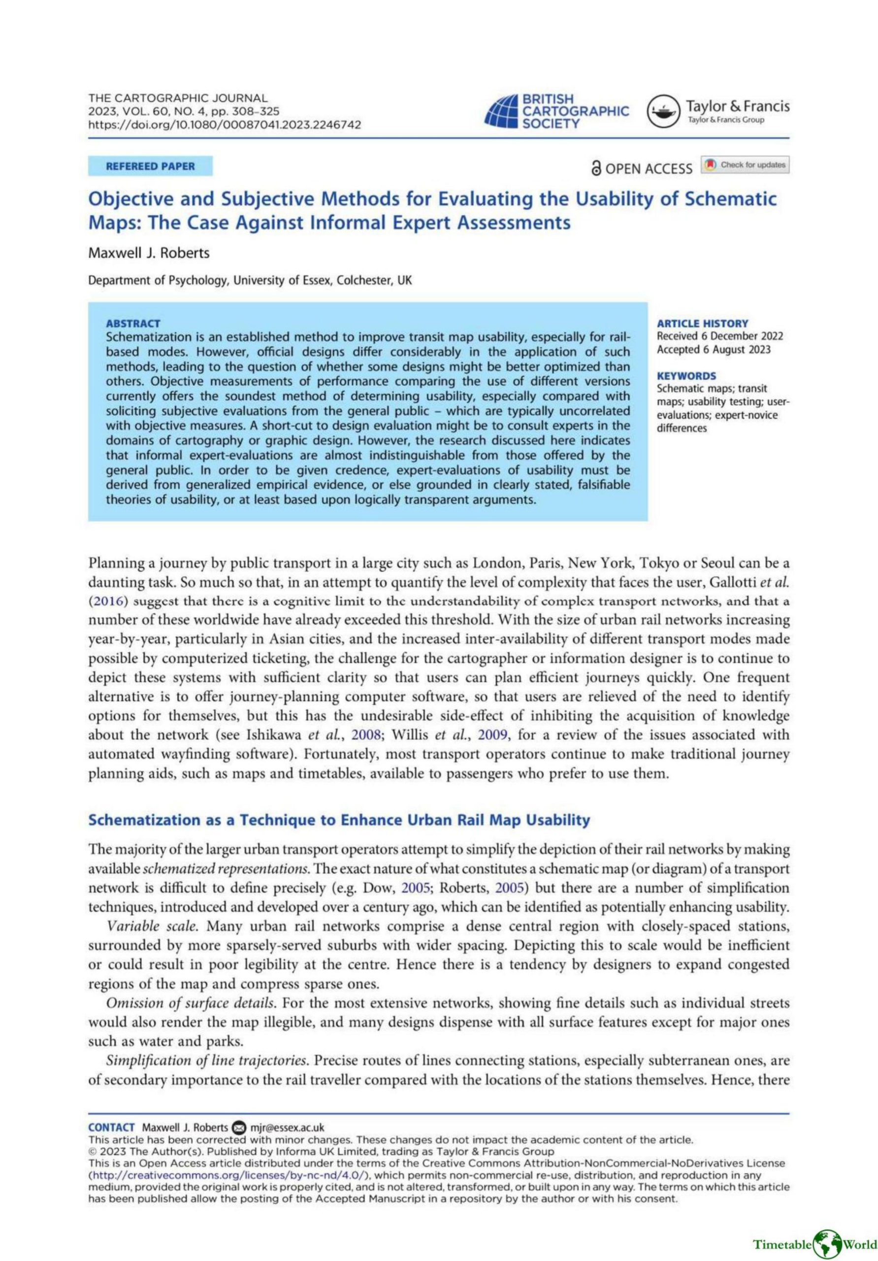 Roberts M - OBJECTIVE AND SUBJECTIVE METHODS FOR EVALUATING THE USABILITY OF SCHEMATIC MAPS 2023
