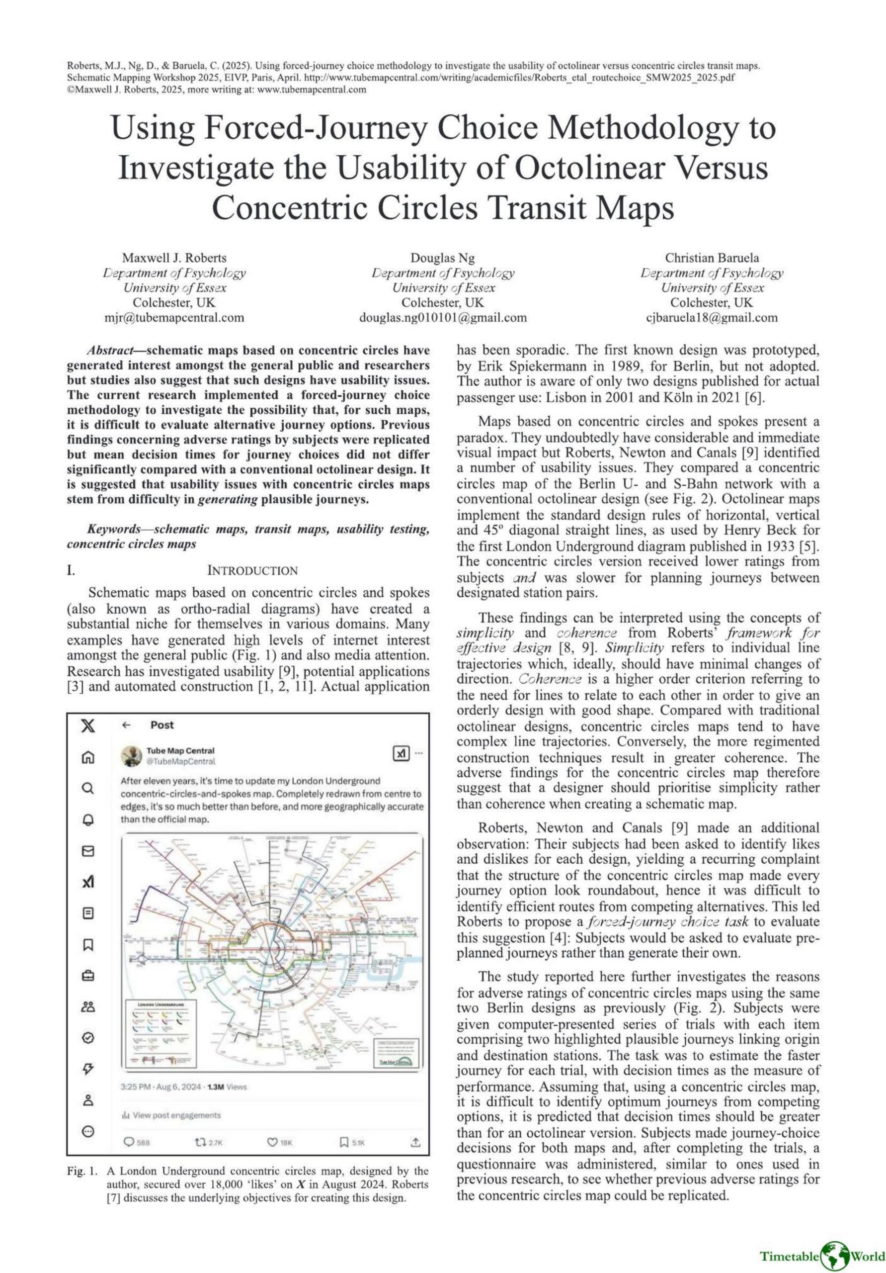 Roberts M, Ng and Baruela - USING FORCED-JOURNEY CHOICE METHODOLOGY TO INVESTIGATE THE USABILITY OF OCTOLINEAR VERSUS CONCENTRIC CIRCLES TRANSIT MAPS 2025