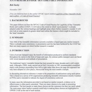 Saxby - ATCO RESEARCH PAPER - BUS TIMETABLE INFORMATION 1997