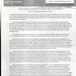 Scottish Rutex Working Group - RURAL TRANSPORT EXPERIMENTS 1983