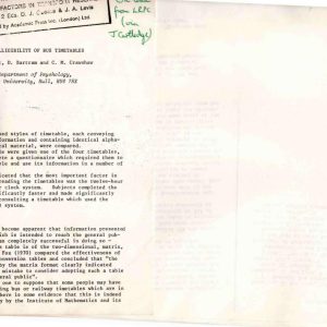 Sprent, Bartram and Crawshaw - INTELLIGIBILITY OF BUS TIMETABLES 1980