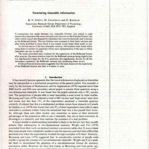 Sprent, Crawshaw and Bartram - STRUCTURING TIMETABLE INFORMATION 1983