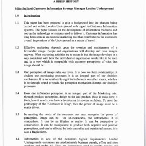 Stallard - CUSTOMER INFORMATION WITHIN LONDON UNDERGROUND 1995