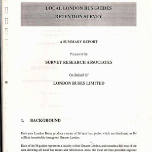 Survey Research Associates - LOCAL LONDON BUS GUIDES RETENTION SURVEY 1993