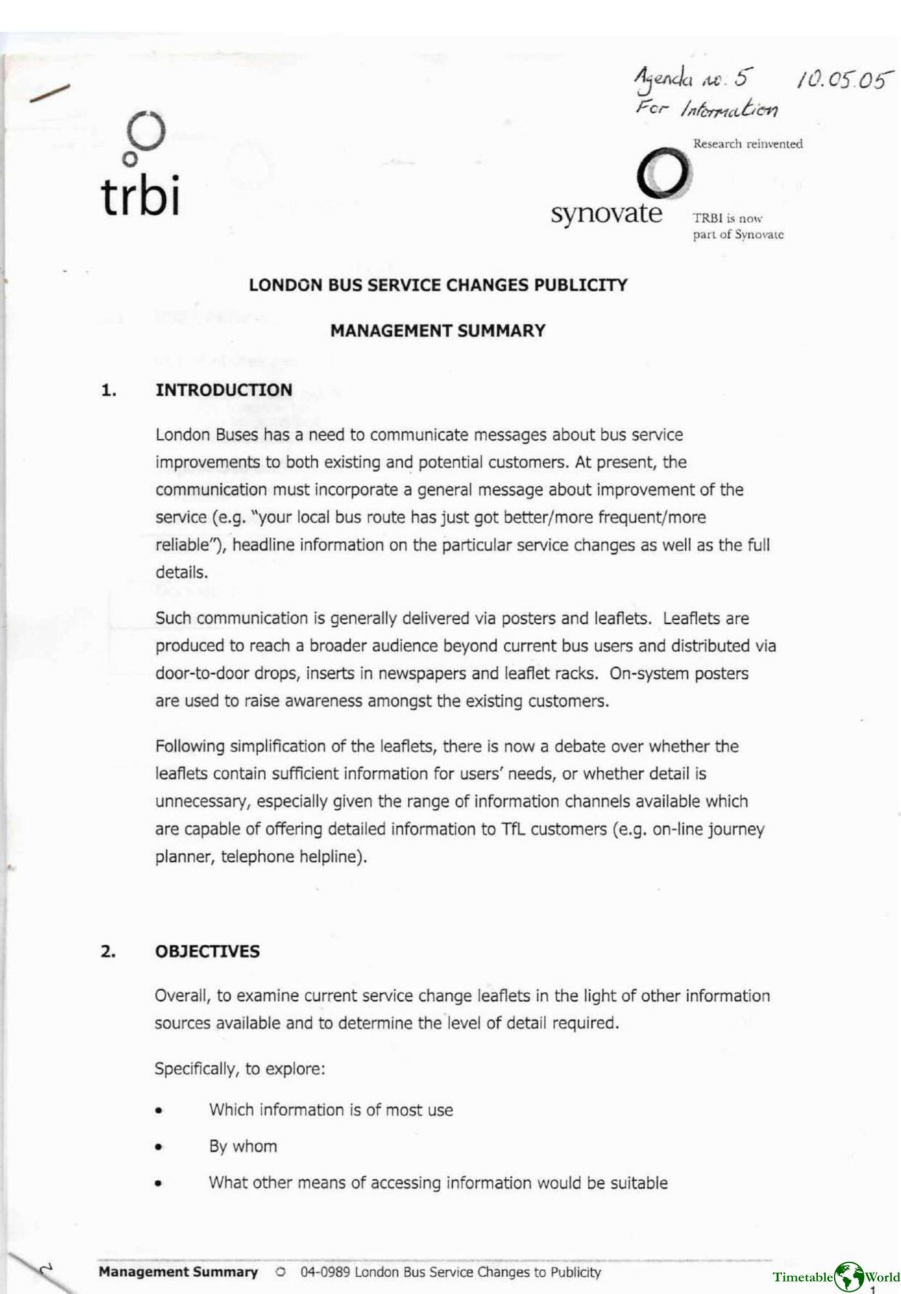 Synovate - LONDON BUS SERVICE CHANGES PUBLICITY 2004