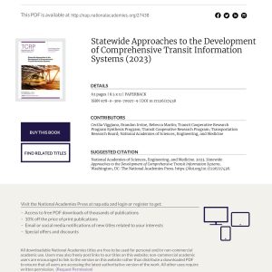 Viggiano, Irvine and Martin - STATEWIDE APPROACHES TO THE DEVELOPMENT OF COMPREHENSIVE TRANSIT INFORMATION SYSTEM 2023