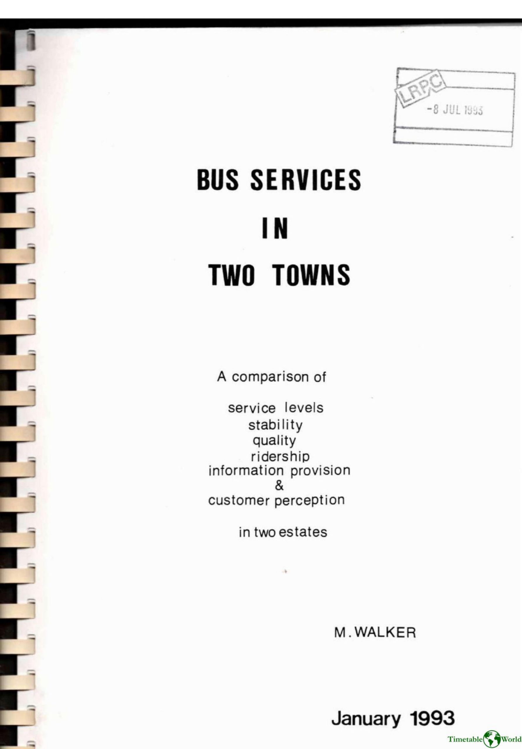 Walker - BUS SERVICES IN TWO TOWNS 1993