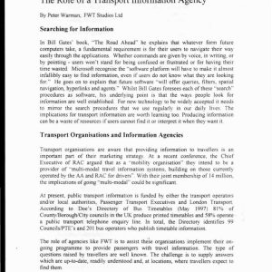 Warman - THE ROLE OF A TRANSPORT INFORMATION AGENCY 1997