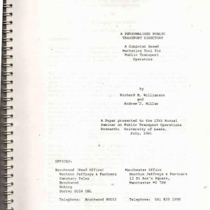 Williamson and Miller - A PERSONALISED PUBLIC TRANSPORT DIRECTORY 1981