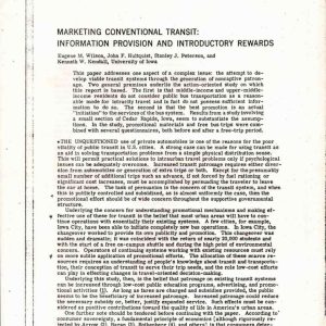 Wilson, Hultquist, Peterson and Kendall - MARKETING CONVENTIONAL TRANSIT 1974